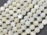 White Moonstone, 8mm (8.4mm) Round Bead-RainbowBeads