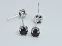 2pcs (1pair) 925 Sterling Silver Cubic Zirconia Stud Post, Earring Stud Post, 6mm, 11mm Long-RainbowBeads