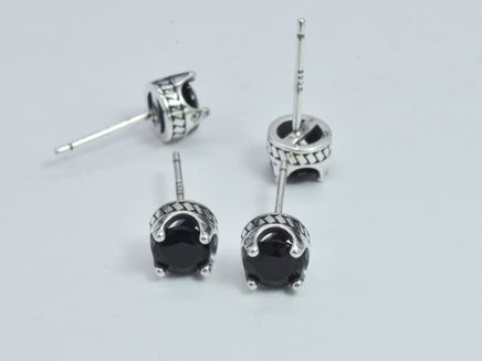 2pcs (1pair) 925 Sterling Silver Cubic Zirconia Stud Post, Earring Stud Post, 6mm, 11mm Long-RainbowBeads