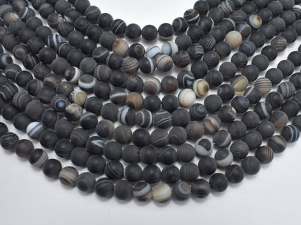 Matte Banded Agate Beads, 8mm Round Beads-RainbowBeads