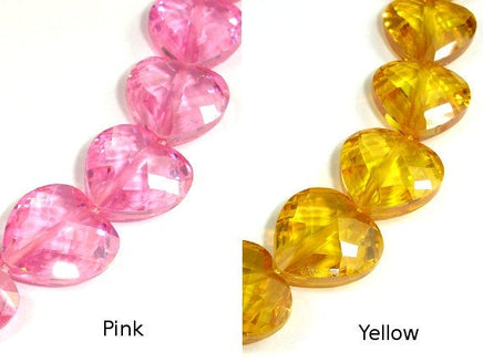 CZ bead, 12 x 12 mm Faceted Heart-RainbowBeads