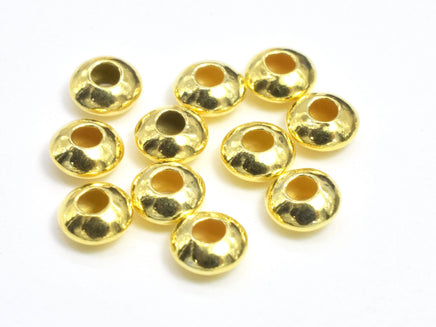 30pcs 24K Gold Vermeil Spacers, 925 Sterling Silver Beads, 3.5x1.6mm Saucer Beads-RainbowBeads