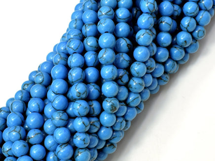 Howlite Turquoise Beads, Blue, 6mm Round Beads-RainbowBeads