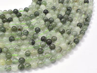 Green Rutilated Quartz Beads, 6mm Round Beads-RainbowBeads