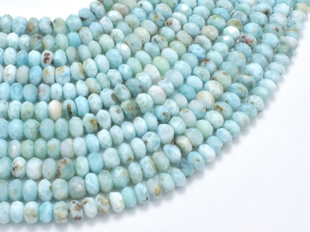 Dominican Larimar, Genuine Larimar, 4x(5-6)mm Faceted Rondelle-RainbowBeads