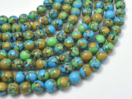 Turquoise Howlite-Blue & Green, 8mm Round Beads-RainbowBeads