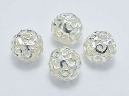 2pcs 9mm 925 Sterling Silver Beads, 9mm Filigree Round Beads-RainbowBeads