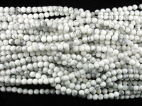 Matte White Howlite Beads, Round, 4mm (4.8mm)-RainbowBeads