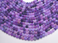 Frosted Matte Agate Beads- Purple, 7.8mm, Round Beads-RainbowBeads