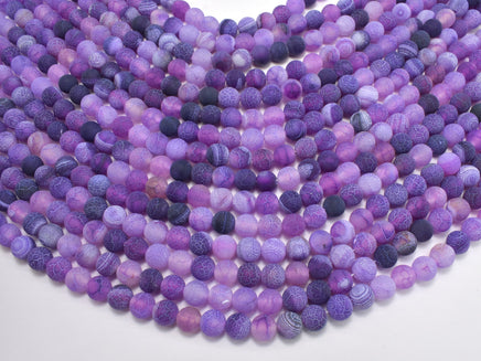 Frosted Matte Agate Beads- Purple, 7.8mm, Round Beads-RainbowBeads