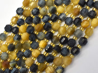 Golden Tiger Eye, Blue Tiger Eye, 6mm Faceted Prism Double Point Cut-RainbowBeads