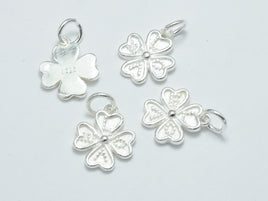 2pcs 925 Sterling Silver Charms, Four Leaf Clover Charms, 10mm-RainbowBeads