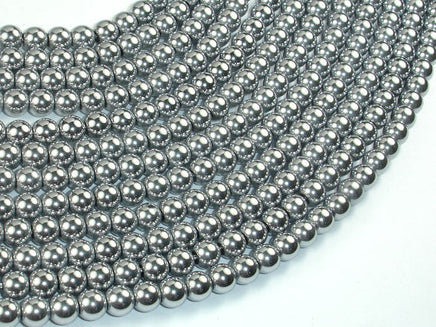 Hematite Beads, Silver, 6mm Round Beads-RainbowBeads