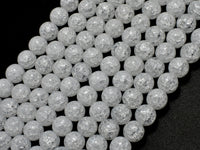 Crackle Clear Quartz Beads, 8mm Round Beads-RainbowBeads
