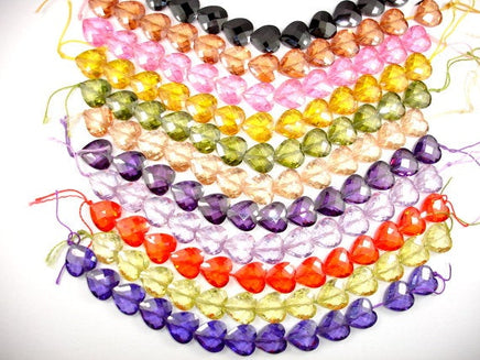 CZ bead, 12 x 12 mm Faceted Heart-RainbowBeads