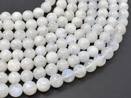 White Rainbow Moonstone Beads, 8mm (8.5mm) Round Beads-RainbowBeads