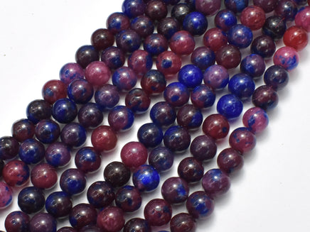 Jade - Red, Blue, 8mm, Round, 15 Inch-RainbowBeads