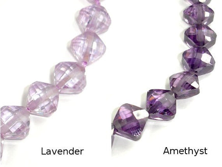Cubic Zirconia Beads, CZ beads, 6 x 6 mm Faceted Diamond Beads, 6 Inch, 1 strand, 20 beads, Hole 0.8 mm, A quality (DI0606)-RainbowBeads