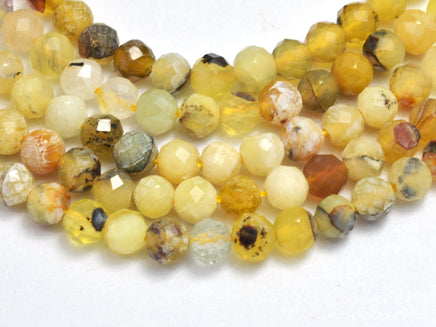 Yellow Opal 4mm Micro Faceted Round-RainbowBeads