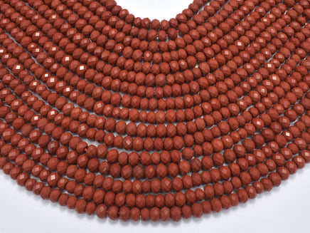 Red Jasper Beads, 4x6mm Faceted Rondelle-RainbowBeads