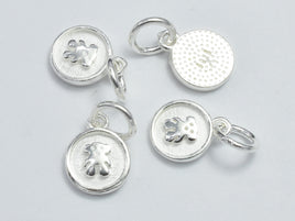 4pcs 925 Sterling Silver Charms, Bear Charms, 7.8mm Coin-RainbowBeads