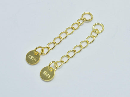 4pcs 24K Gold Vermeil Extension Chain, 925 Sterling Silver Chain, 30mm Long-RainbowBeads