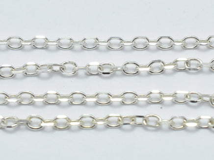 1foot 925 Sterling Silver Chain, Oval Chain-RainbowBeads