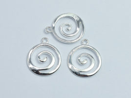 2pcs 925 Sterling Silver Coin Charms, 12mm-RainbowBeads