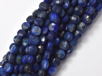Lapis Lazuli, 4mm Faceted Coin-RainbowBeads