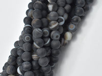 Matte Banded Agate Beads, 8mm Round Beads-RainbowBeads