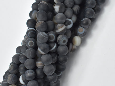 Matte Banded Agate Beads, 8mm Round Beads-RainbowBeads