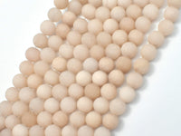Matte Jade Beads, Cream White, 8mm (8.4mm) Round-RainbowBeads