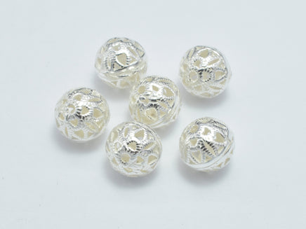 4pcs 6mm 925 Sterling Silver Beads, 6mm Filigree Round Beads-RainbowBeads
