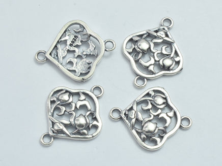 2pcs 925 Sterling Silver Bead Connector, Flower Connector, Rose Connector, 15x12mm-RainbowBeads
