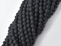 Matte Black Onyx, 6mm Round beads-RainbowBeads