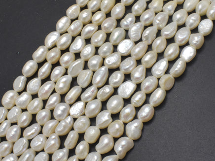Fresh Water Pearl Beads, White, Nugget, 7x9mm-RainbowBeads