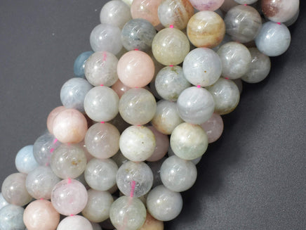 Beryl Beads, Morganite, Aquamarine, Heliodor, 10mm Round-RainbowBeads