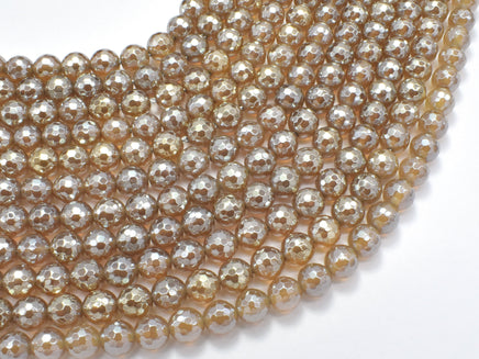 Mystic Coated Agate-Gray, 6mm Faceted Round-RainbowBeads