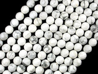 White Howlite Beads, Faceted Round, 8mm, 15 Inch-RainbowBeads