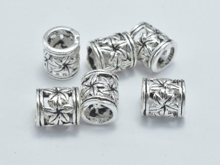 4pcs 925 Sterling Silver Beads-Antique Silver, 5.6x6.4mm Tube Beads-RainbowBeads
