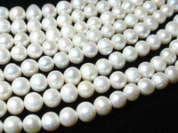 Fresh Water Pearl Beads-White, 8-9mm Potato Beads-RainbowBeads