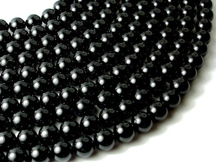 Black Tourmaline Beads, Round, 10mm-RainbowBeads