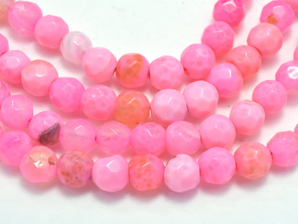 Agate Beads-Pink, 4mm Faceted Round, 14.5 Inch-RainbowBeads