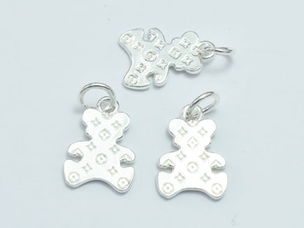 2pcs 925 Sterling Silver Charms, Bear Charms, 10x15mm-RainbowBeads