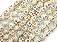 Howlite Beads, 8mm x 10mm Skull Beads-RainbowBeads