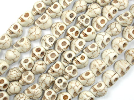 Howlite Beads, 8mm x 10mm Skull Beads-RainbowBeads