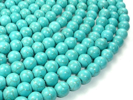Howlite Turquoise Beads, Round, 10mm (9.8mm)-RainbowBeads