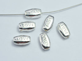 2pcs 925 Sterling Silver "LOVE" Oval Beads, 8x5mm-RainbowBeads