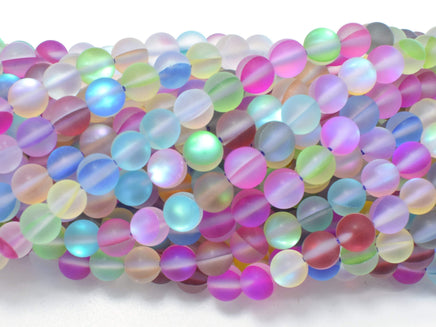 Matte Mystic Aura Quartz-Multi, 6mm (6.5mm) Round Beads-RainbowBeads