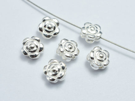 4pcs 925 Sterling Silver Beads - Flower, 5.4mm-RainbowBeads